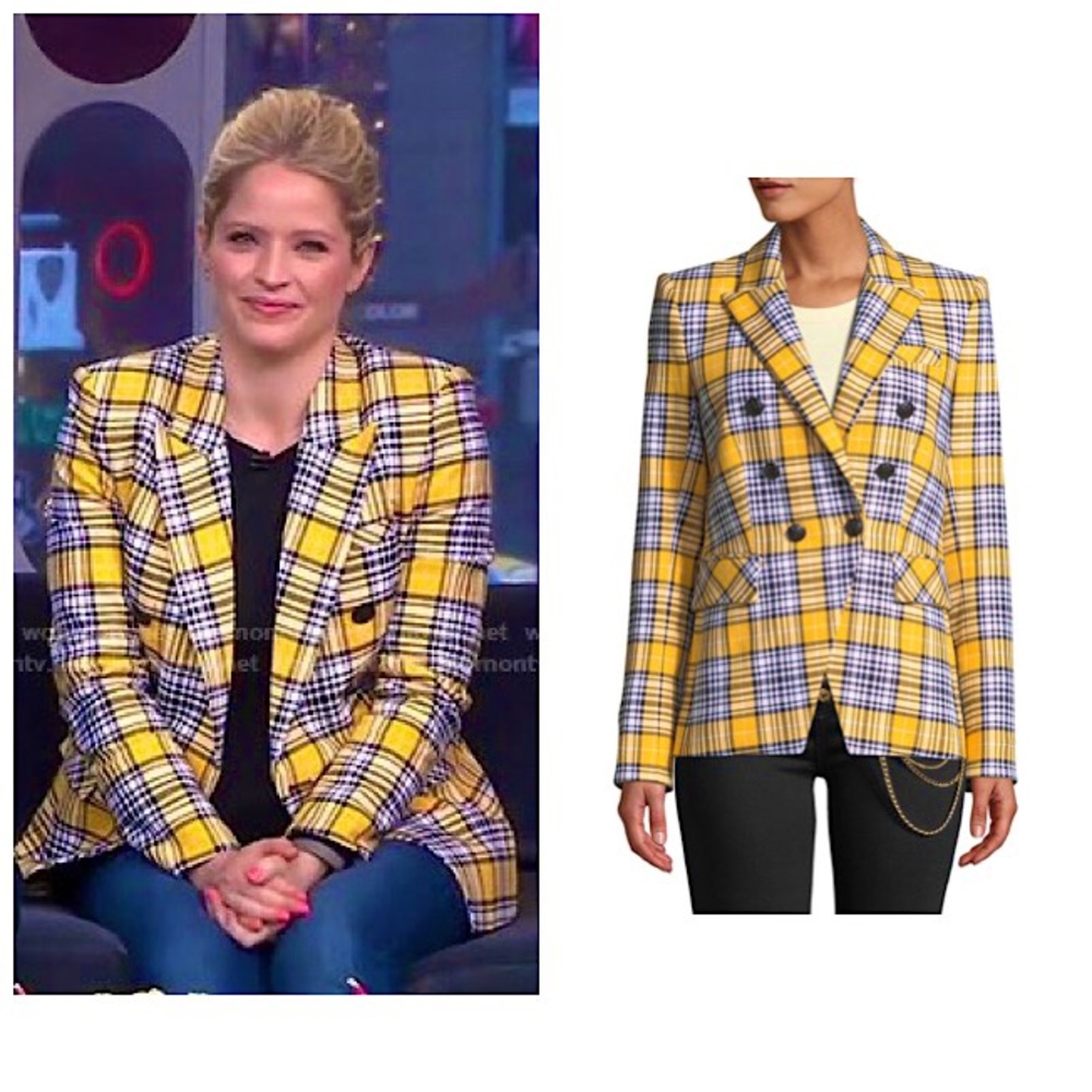 New! VERONICA BEARD Plaid Yellos Blazer Sz 6
